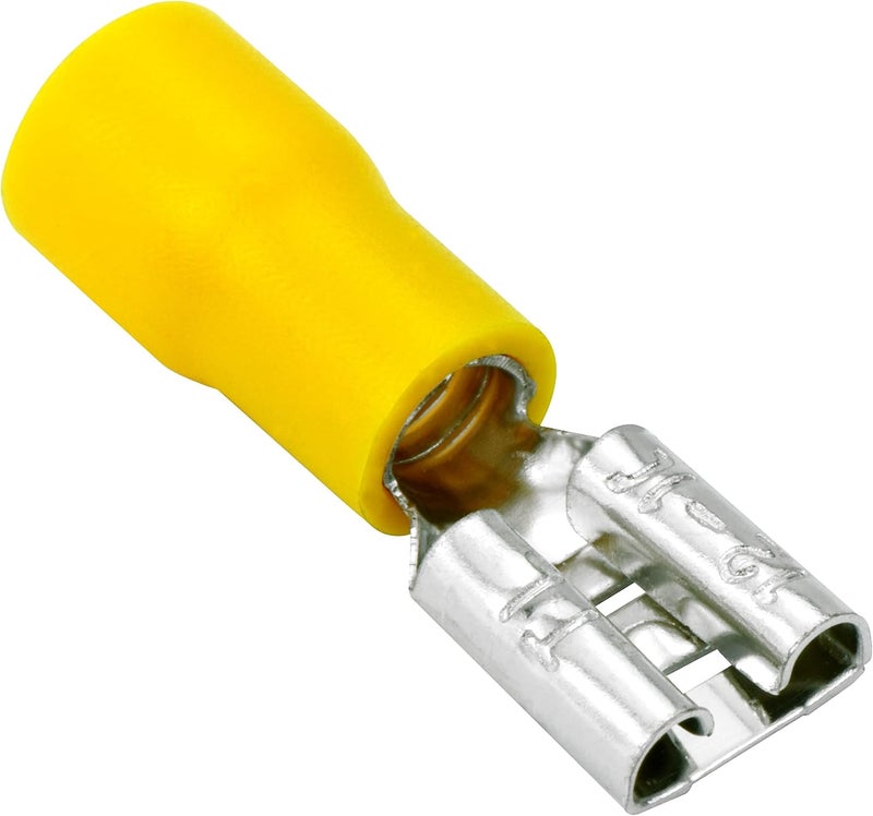 Conext Link Vinyl Quick Disconnect Terminal, Female Yellow 12-10awg, 0.250", 25 Pack（17345） - Image 1